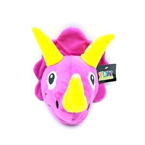 8" Fun Express Triceratops Dinosaur Head Plush Pink Stuffed Animal Soft Toy‎ NWT